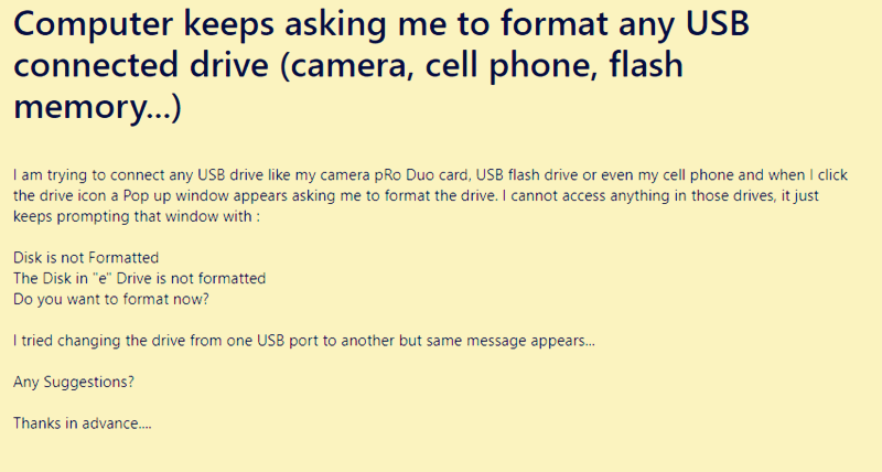 Fix the USB Flash Drive Be Asked Format Error