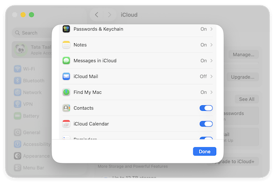 back up Mac data to iCloud