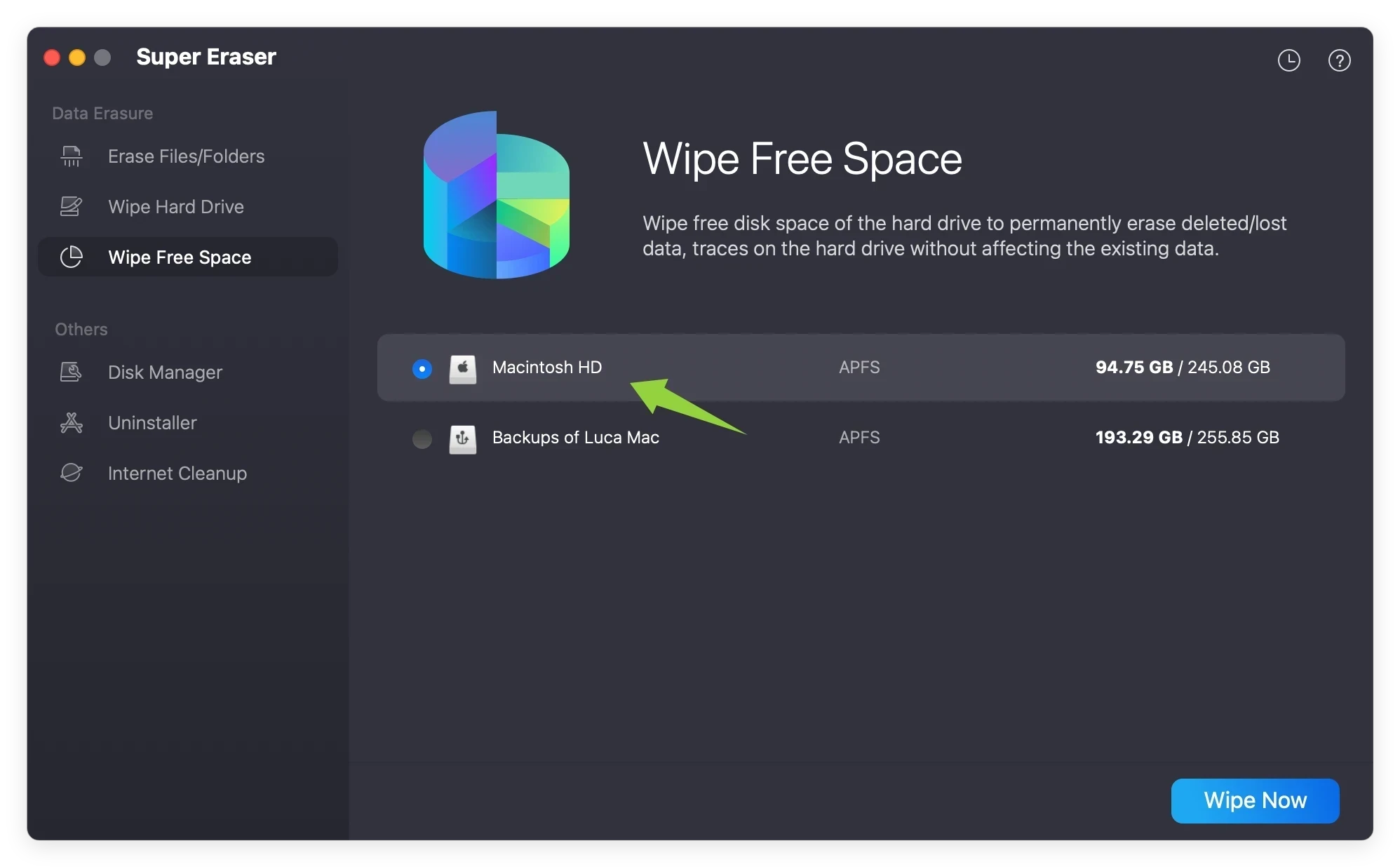 can DoYourData Super Eraser wipe Mac internal disk