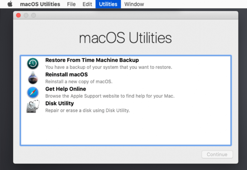 factory reset macOS Catalina