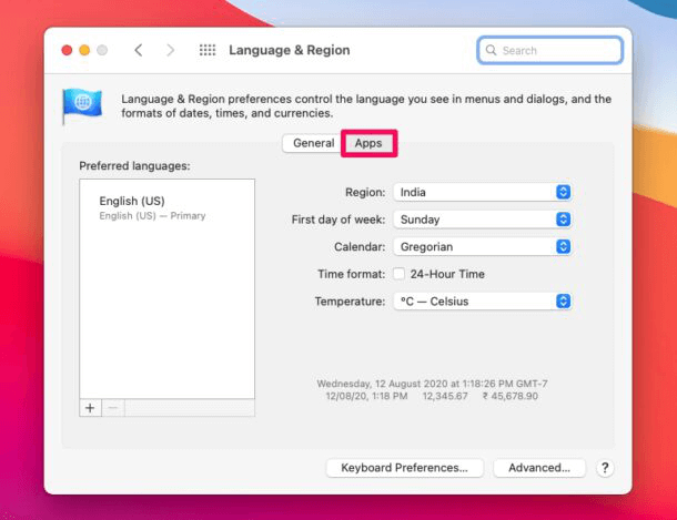 change Mac language