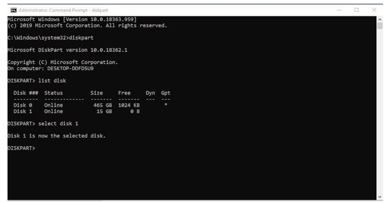 format SD card using CMD