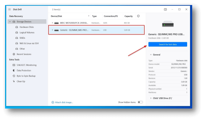 Unformat an XD Card Using Disk Drill