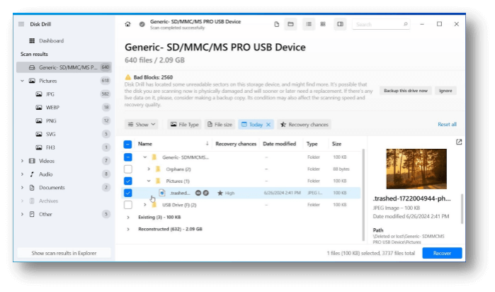 Unformat an XD Card Using Disk Drill