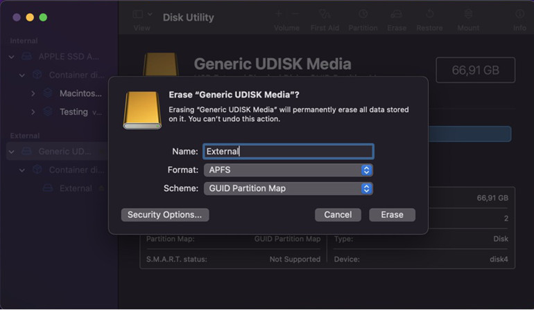 format usb on mac for gopro partition map