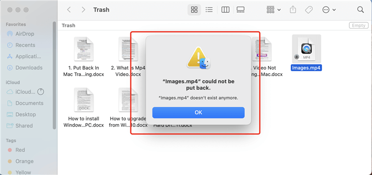 fix Put Back on Mac Trash