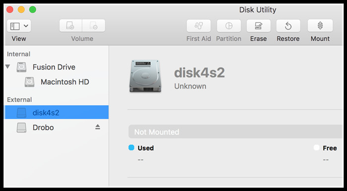 force mount hard drive mac