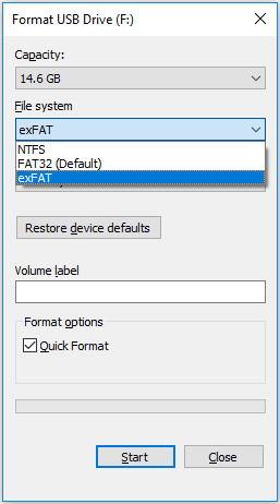 Format a Drive to ExFAT