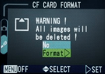 Format a CF Card in Camera or Device