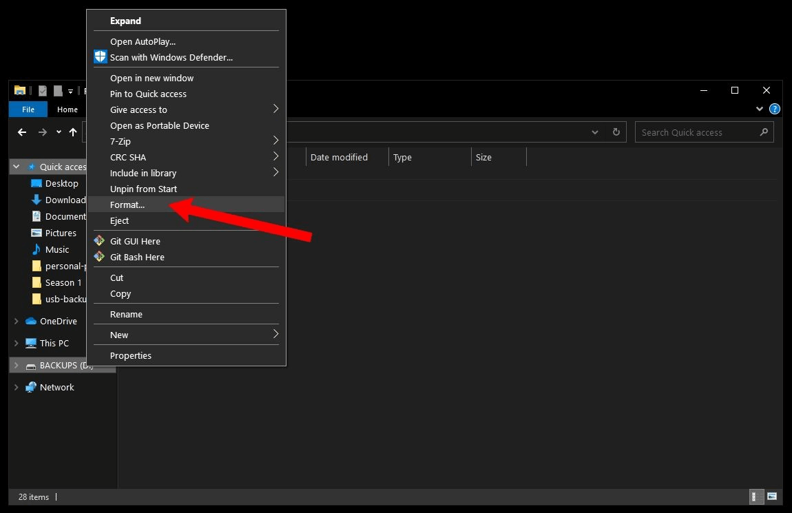 Right-Click on the Drive