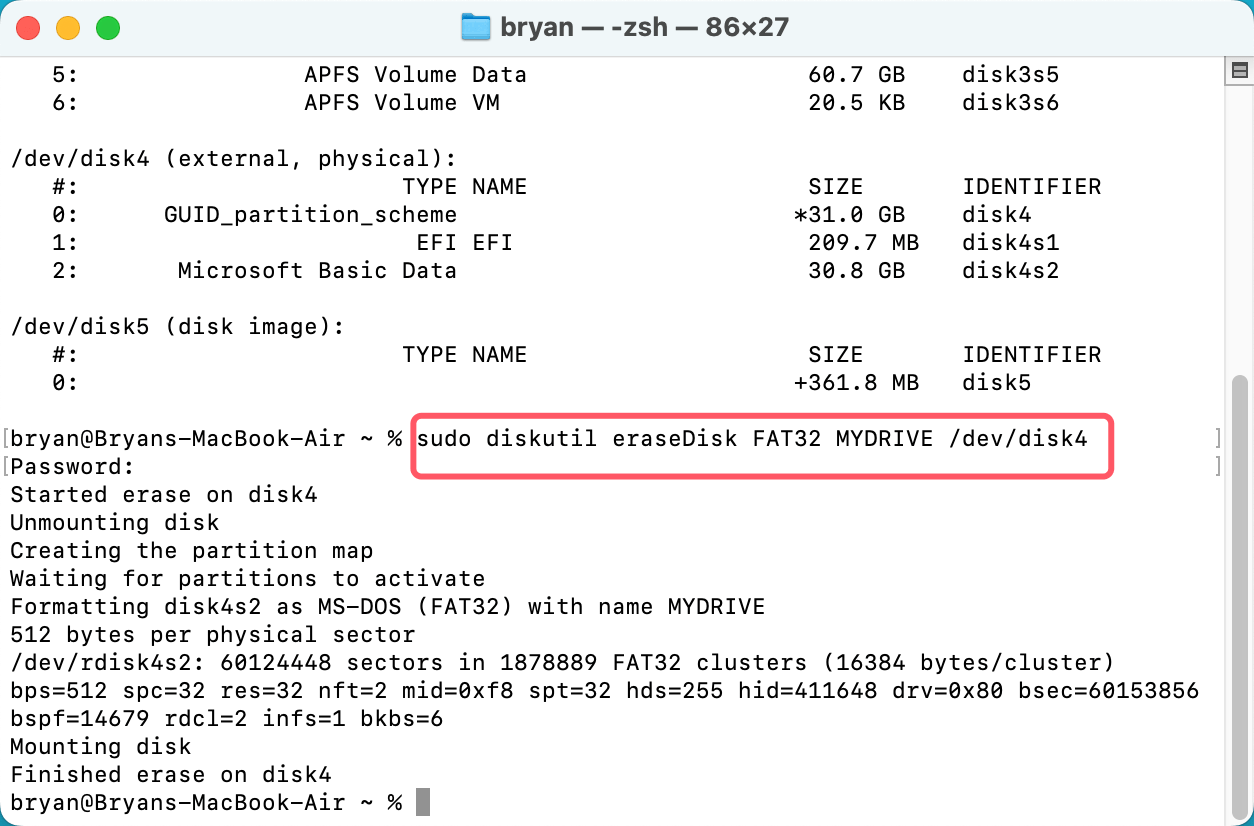 format a drive to FAT32 on Mac