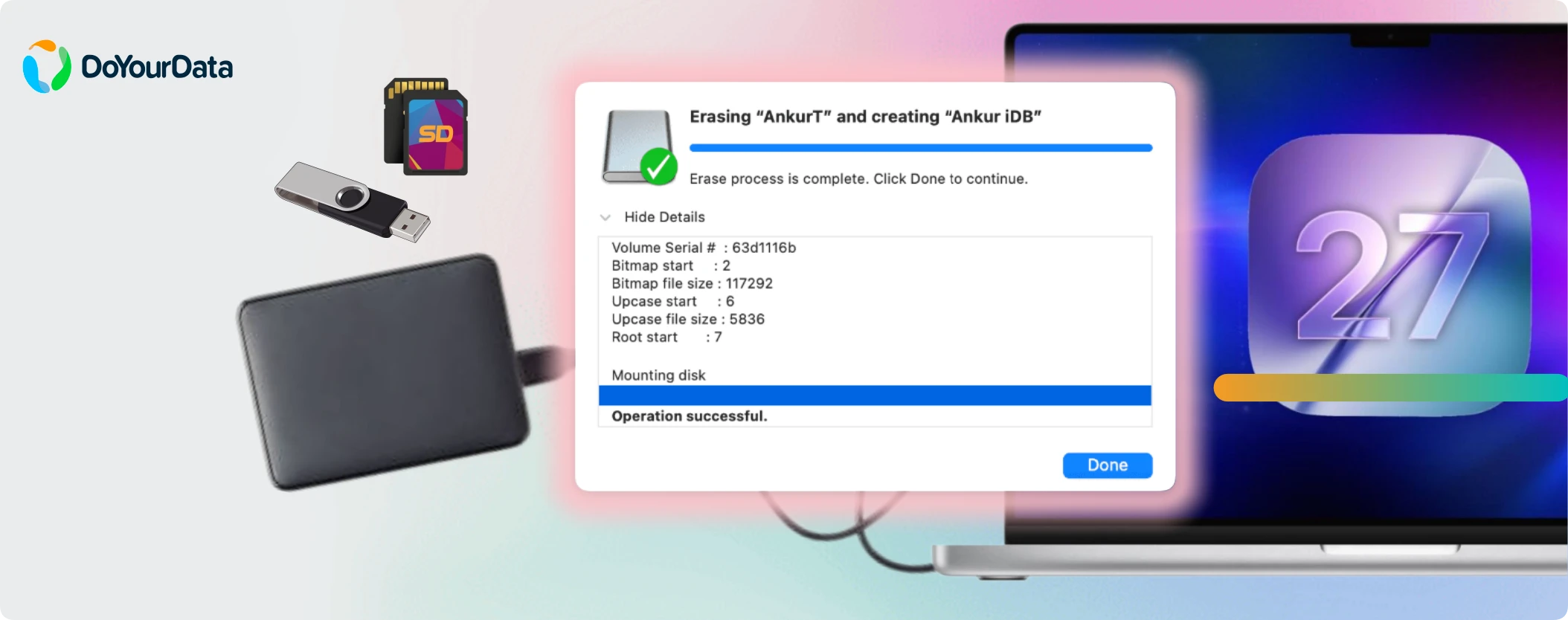 format external hard drive/USB drive/memory card on macOS 27 Golden Gate