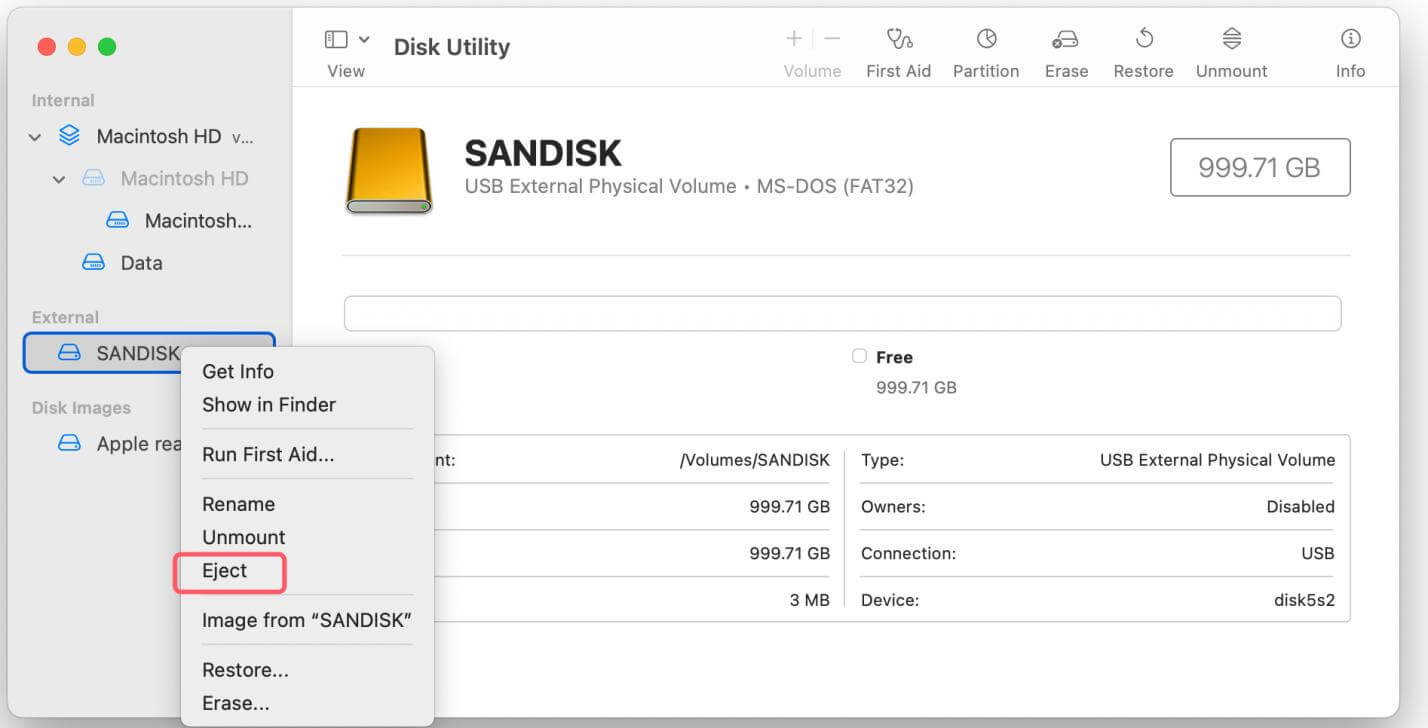 format SanDisk Desk Drive for Mac