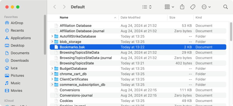recover deleted Chrome bookmarks on Mac