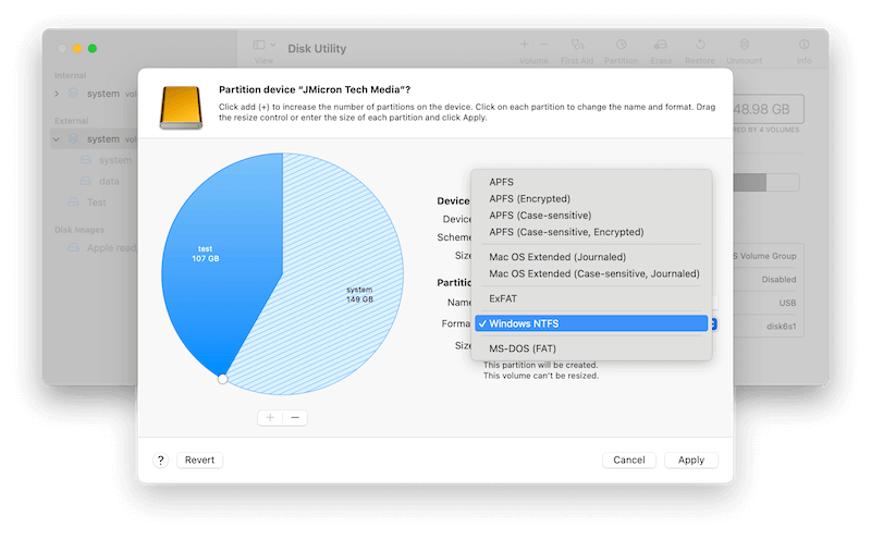 create a new volume on a hard drive