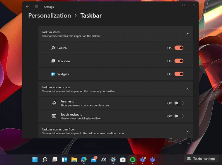 Move Windows 11 Taskbar to Left