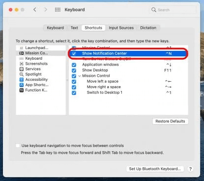 Notification Center on Mac