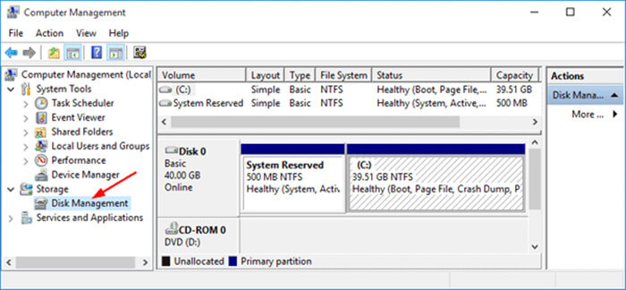 open disk management