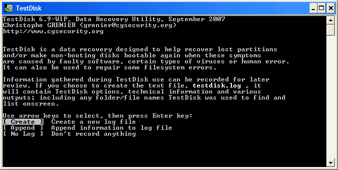 recover data with TestDisk