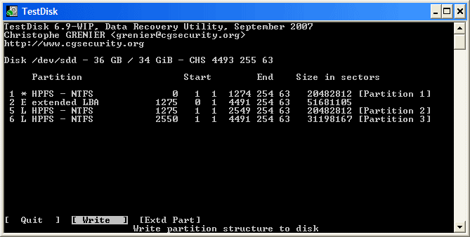 recover data with TestDisk
