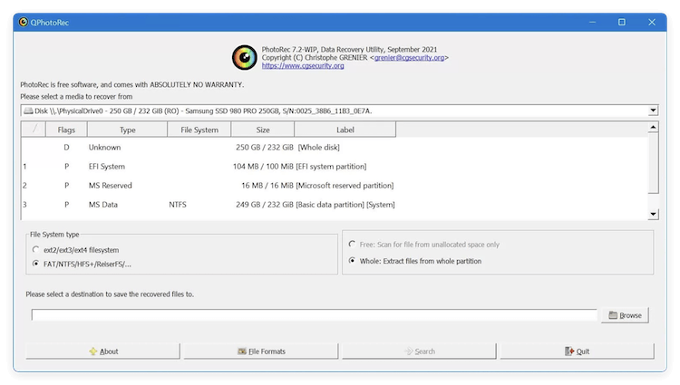 Alternative to TestDisk