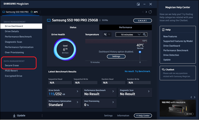 securely erase Samsung SSD