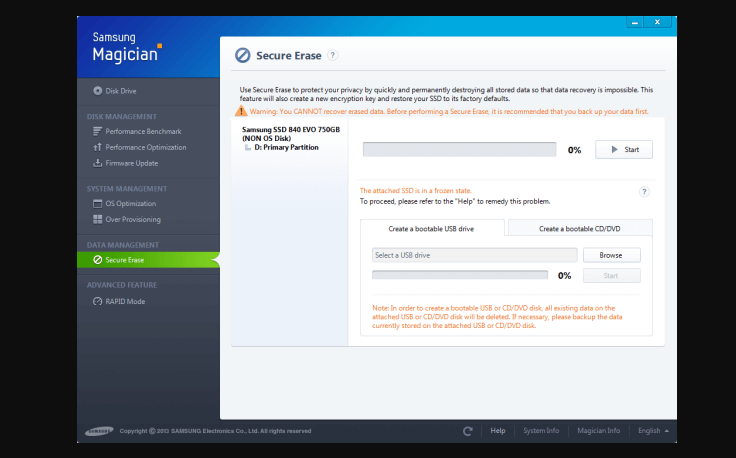 Samsung Magician Secure Erase