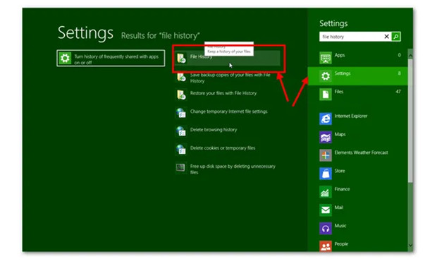 recover deleted files via File History