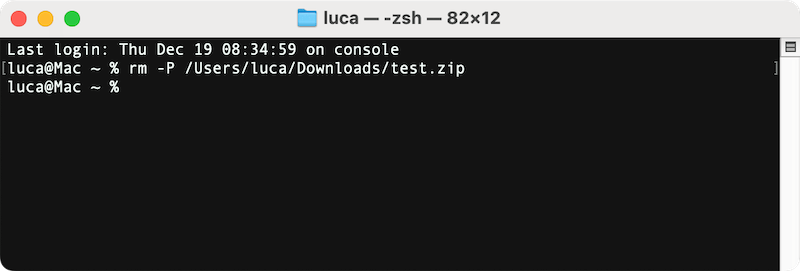 permanently delete zip, dmg, rar documents