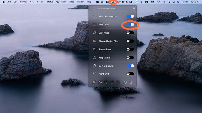 hide dock on Mac