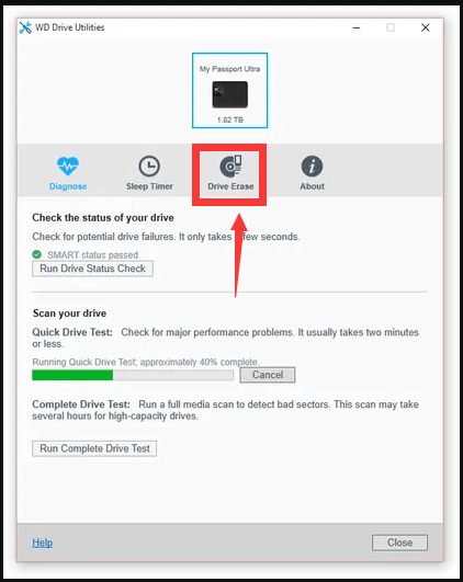 Use WD Drive Utilities to Erase Data from WD Drive