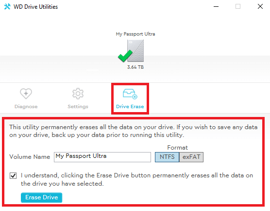 Use WD Drive Utilities to Erase Data from WD Drive