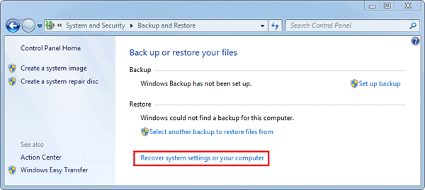 factory reset Windows 7