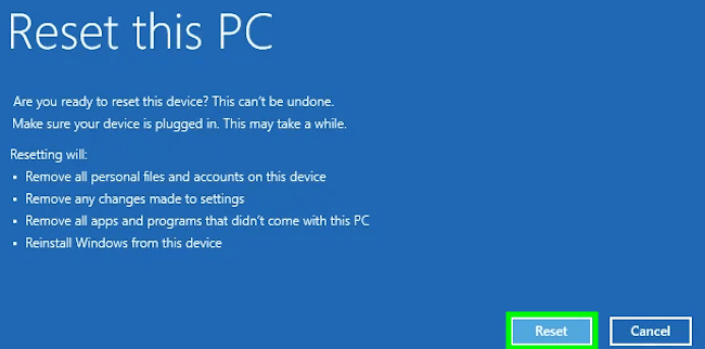 factory reset Windows 8/8.1 PC