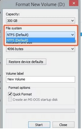 format USB drive to NTFS on Windows