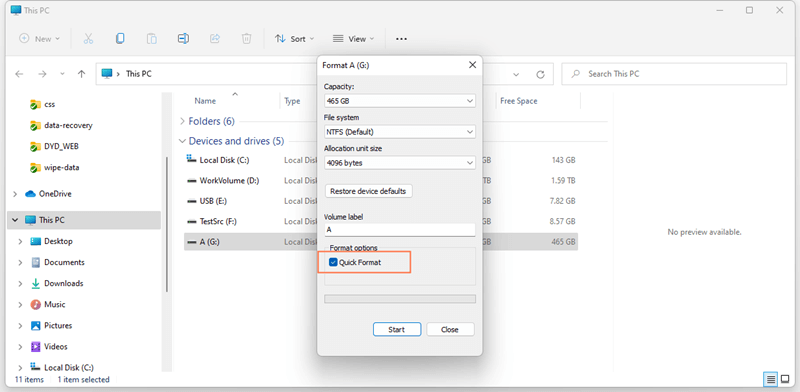format hard drive partition
