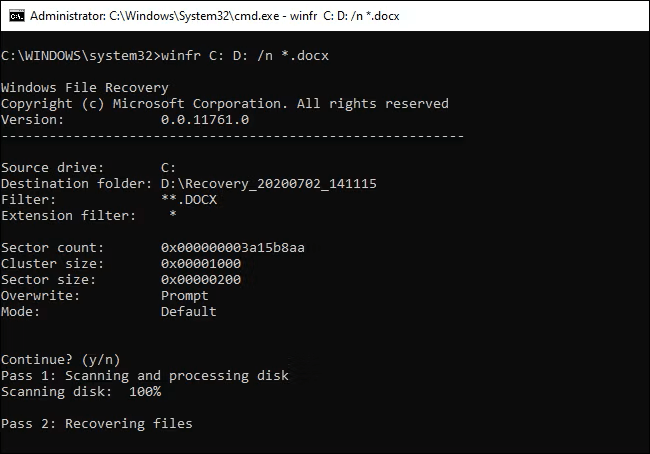 Windows file recovery