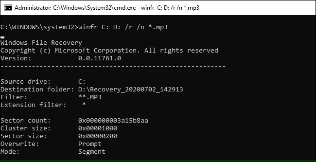 Windows file recovery