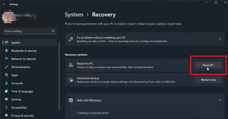 erase system hard drive partition