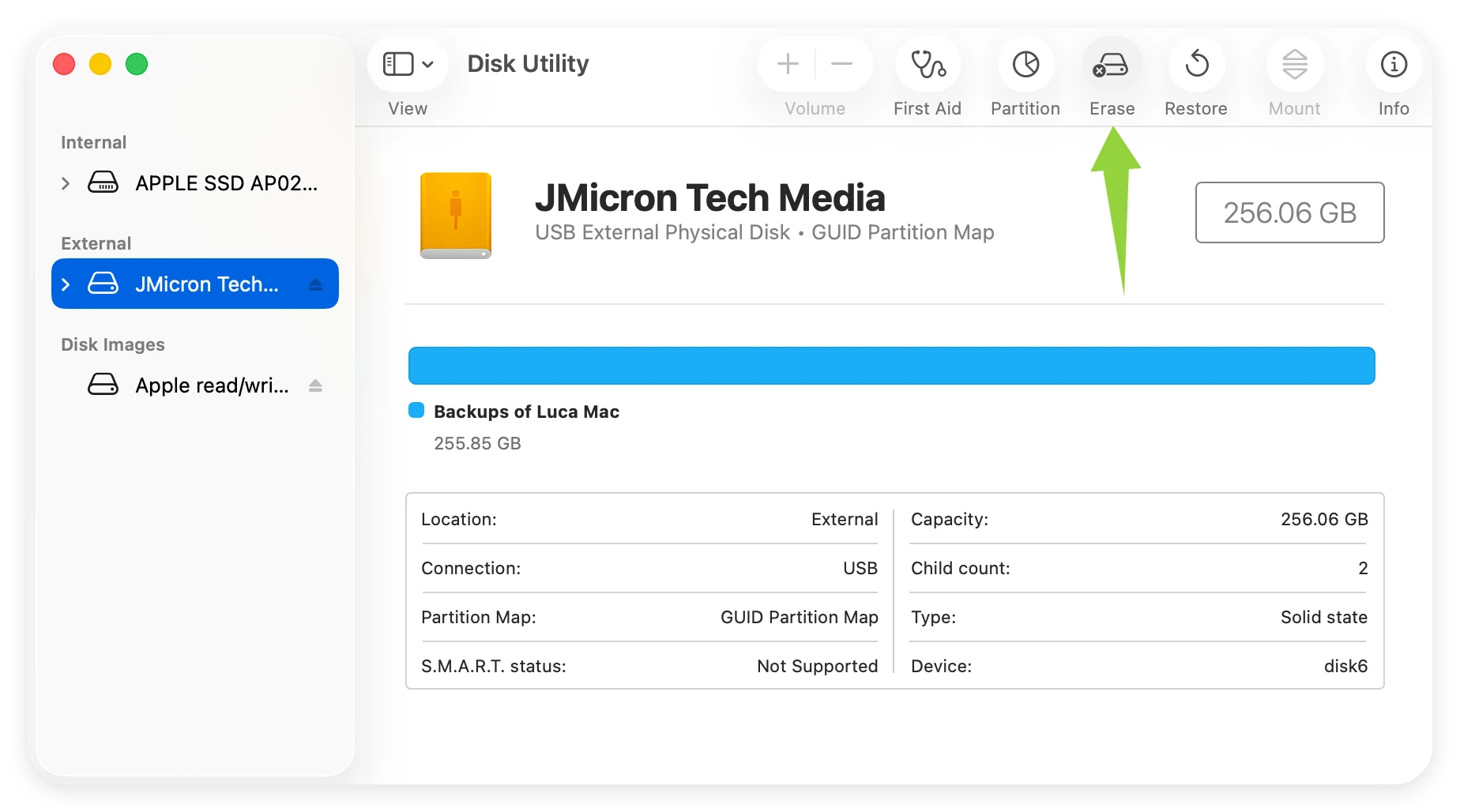 erase Thunderbolt 5 SSD Mac