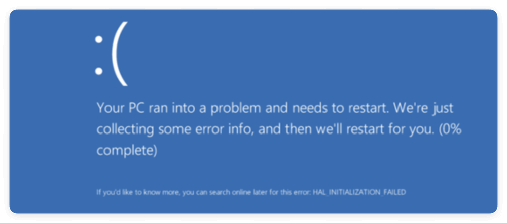 Your computer restarted because of a problem