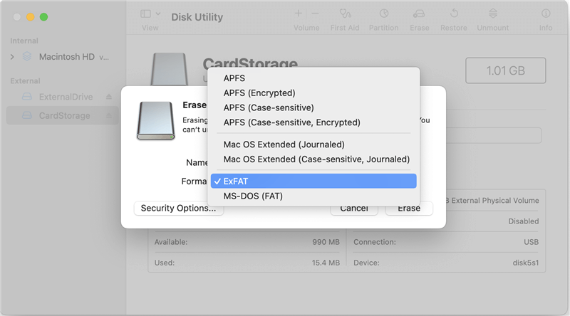 Format SDHC/SDXC Card on Mac