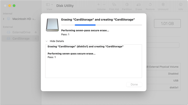format camera memory card on Mac