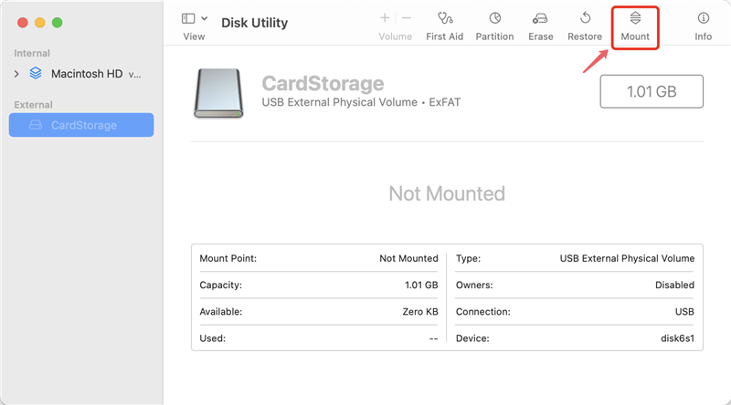 Mount Digital Camera on Mac