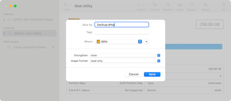 create disk image for macOS Ventura