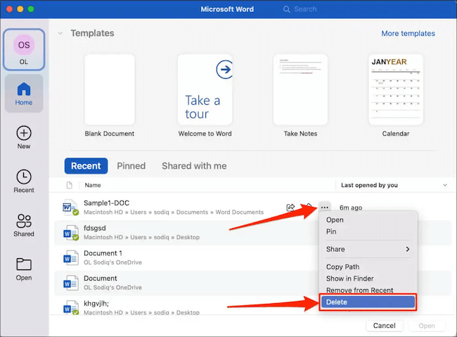 permanently delete Word documents on Mac
