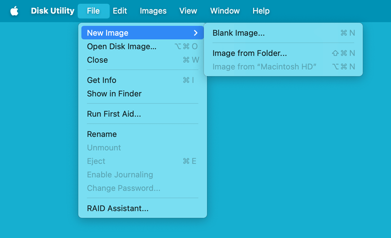 create disk image on Mac