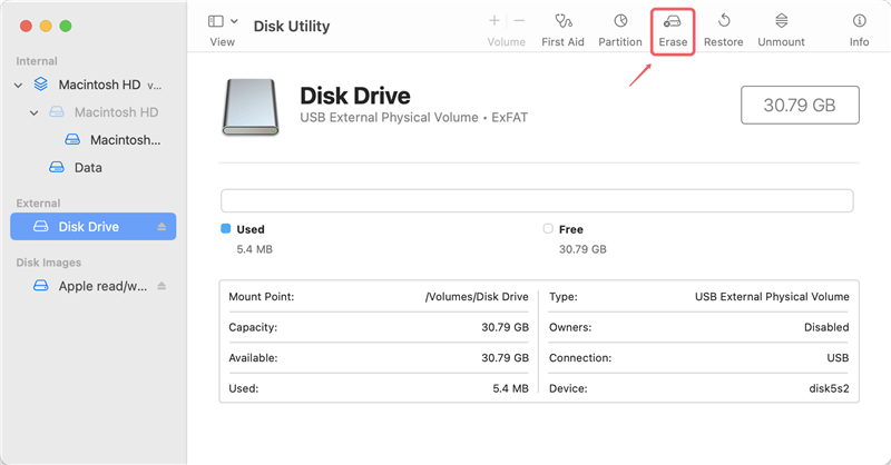 format hard drive in macOS Mojave