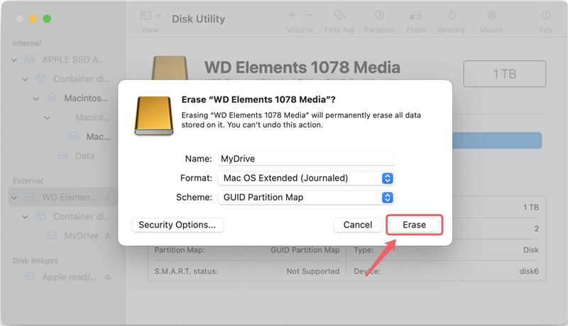 format hard drive in macOS Mojave