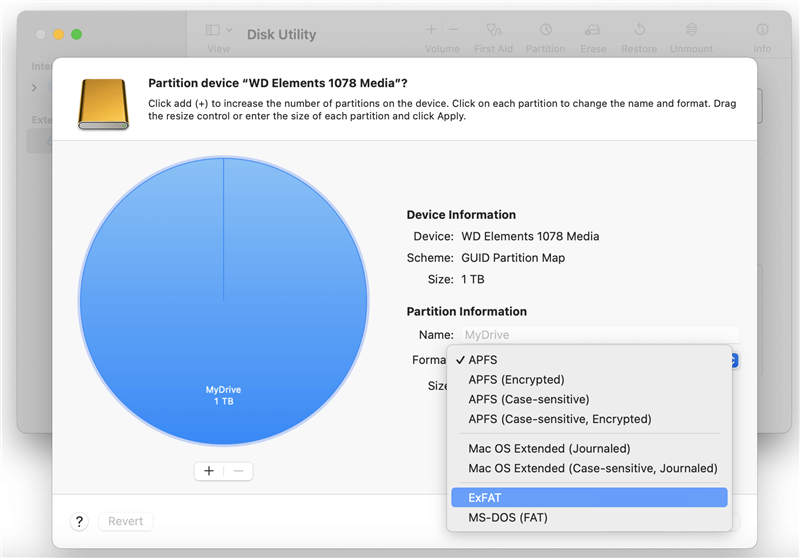 format APFS drive to ExFAT